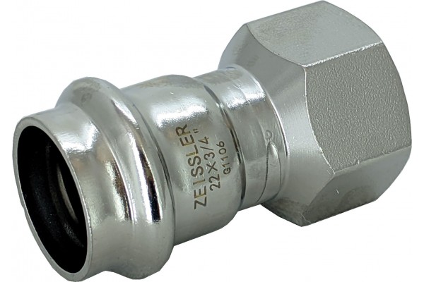 Детальное изображение Пресс-фитинг из нержавеющей стали с внутренней резьбой 15mm*1/2 ZEISSLER ZTI.502.001504 в интернет-магазине THERM.BY