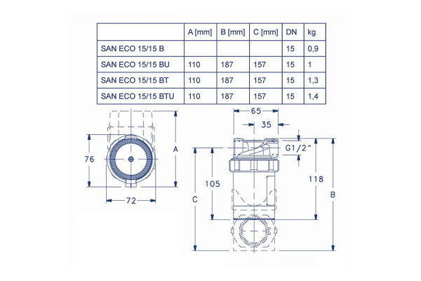 Детальное изображение Насос циркуляционный ГВС IMP Pumps SAN ECO 15/15 B в интернет-магазине THERM.BY