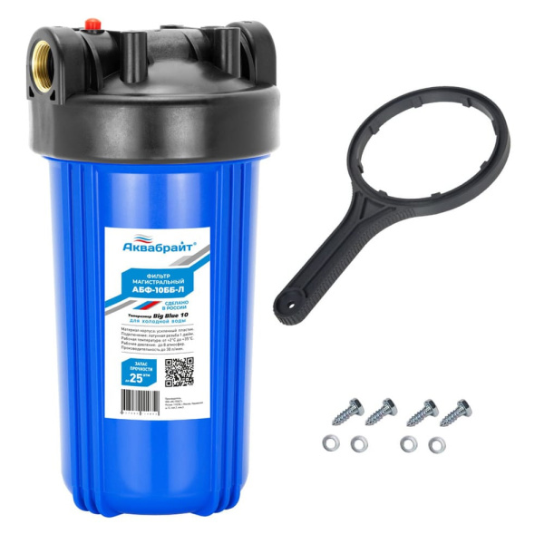 Детальное изображение Магистральный фильтр Аквабрайт синий 10BB АБФ-10ББ-Л в интернет-магазине THERM.BY