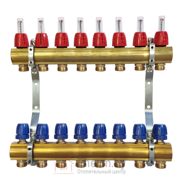 Детальное изображение Коллектор для теплого пола латунный Capricorn Optimum 1 на 8 выходов арт. 9-3655-008-92-22-13 в интернет-магазине THERM.BY