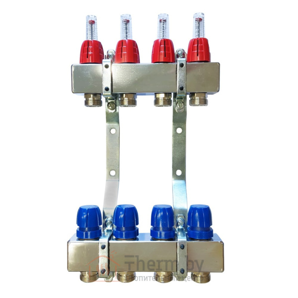 Детальное изображение Коллектор для теплого пола Capricorn Optimum 1 на 4 выхода арт. 9-3955-004-92-24-12 в интернет-магазине THERM.BY