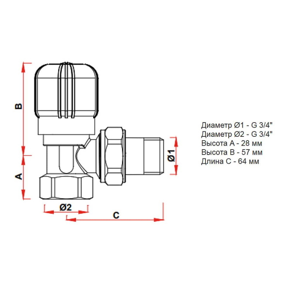 Детальное изображение Вентиль радиаторный угловой 3/4" ВР регулирующий FAR арт. FV 1150 34 в интернет-магазине THERM.BY