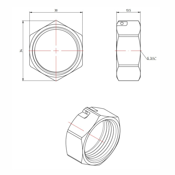Детальное изображение Заглушка с ушком для пломбировки 3/4" ВР Valtec арт. VTr.603.N.0005 в интернет-магазине THERM.BY