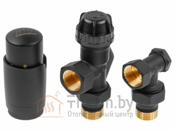 Детальное изображение Комплект кранов для радиаторов 1/2" осевой Черный AV Engineering (AVE32012B) в интернет-магазине THERM.BY