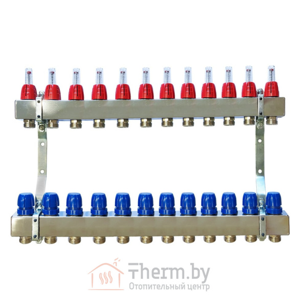 Детальное изображение Коллектор для теплого пола Capricorn Optimum 1 на 12 выходов арт. 9-3955-012-92-24-12 в интернет-магазине THERM.BY