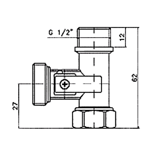 Детальное изображение Кран шаровой трехпроходной 1/2"НР х 3/4"НР х 1/2"ВР Fornara арт. 124D-E-RTBO в интернет-магазине THERM.BY