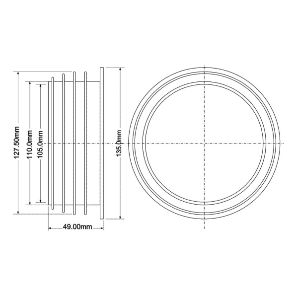 Детальное изображение Манжета резиновая переходная 110 х 127 мм на чугунную трубу McAlpine арт. P-R-VP127 в интернет-магазине THERM.BY