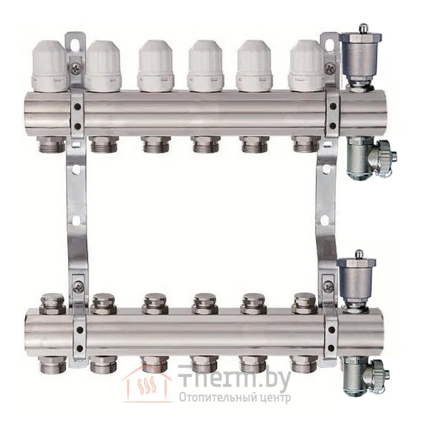 Детальное изображение Коллектор для отопления без расходомеров на 6 выходов TIM арт. КB006 в интернет-магазине THERM.BY