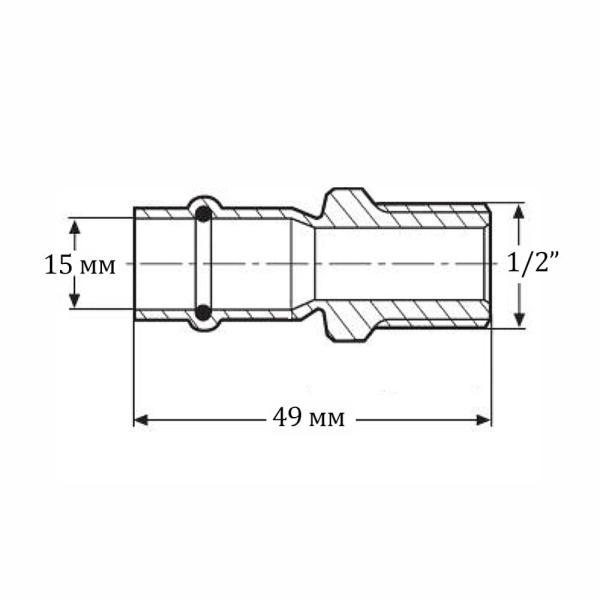 Детальное изображение Пресс ниппель 15 х 1/2" наружная резьба Valtec нержавеющая сталь арт. VTi.901.I.001504 в интернет-магазине THERM.BY