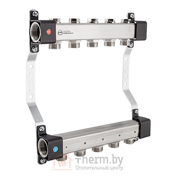 Детальное изображение Коллектор на 12 контуров из нержавеющей стали KAN-therm InoxFlow UVN с регулирующими вентилями арт. 1316160032 в интернет-магазине THERM.BY