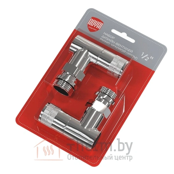 Детальное изображение Набор дизайн-вентилей Royal Thermo PIANO, угловой (хром) 1/2" в интернет-магазине THERM.BY