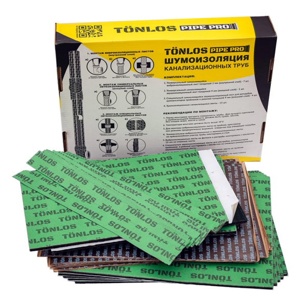 Детальное изображение Комплект шумоизоляции для канализационных труб диаметром 110 (до 3,2 м)TONLOS PIPE PRO в интернет-магазине THERM.BY