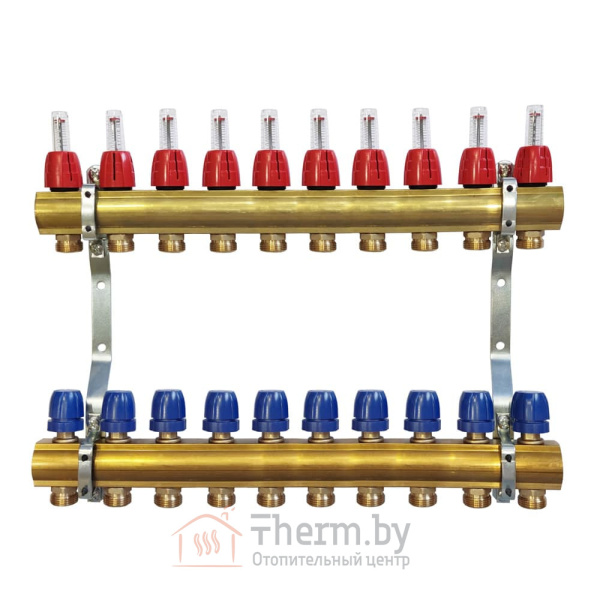Детальное изображение Коллектор для теплого пола латунный Capricorn Optimum 1 на 10 выходов арт. 9-3655-010-92-22-13 в интернет-магазине THERM.BY