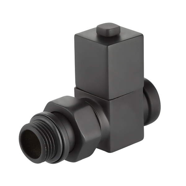 Детальное изображение Набор дизайн-вентилей Royal Thermo CUBE, прямой (черный) 1/2" в интернет-магазине THERM.BY