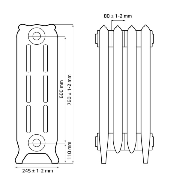 Детальное изображение Радиатор чугунный Радимакс Bristol 600 [1 секция] в интернет-магазине THERM.BY