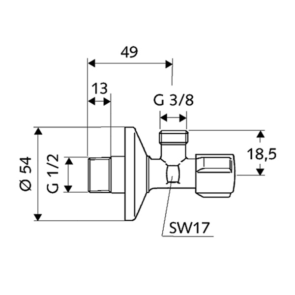 Детальное изображение Вентиль угловой 1/2" х 3/8" Schell COMFORT 05 212 06 99 в интернет-магазине THERM.BY