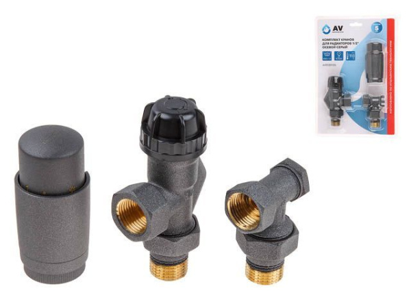 Детальное изображение Комплект кранов для радиаторов 1/2" осевой Серый AV Engineering (AVE32012G) в интернет-магазине THERM.BY