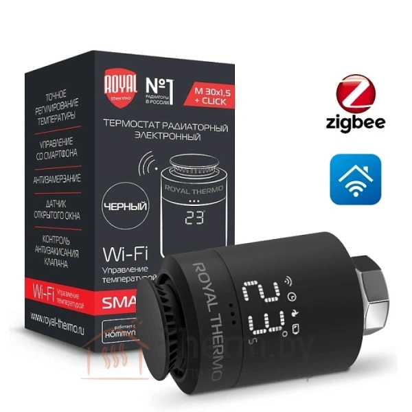 Детальное изображение Термостат радиаторный электронный Royal Thermo Smart Heat, черный в интернет-магазине THERM.BY