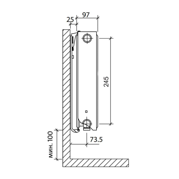 Детальное изображение Радиатор стальной панельный Royal Thermo VENTIL COMPACT тип 22 300 х 500 (VC22-300-500 RAL 9016) в интернет-магазине THERM.BY