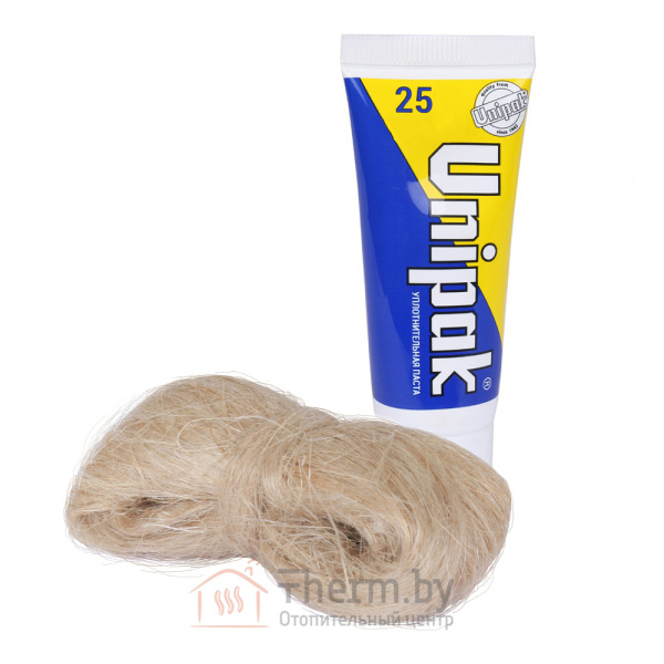 Детальное изображение Комплект Unipak, 25 х 13 г. Паста и лён для уплотнения резьбовых соединений в интернет-магазине THERM.BY