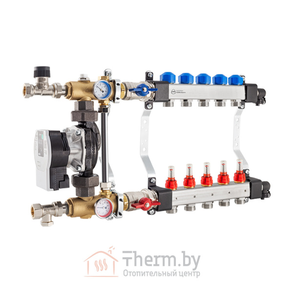 Детальное изображение Коллектор на 5 контуров из нержавеющей стали KAN-therm InoxFlow USFP с расходомерами, со смесительной системой и электронным насосом арт. 1316157091 в интернет-магазине THERM.BY