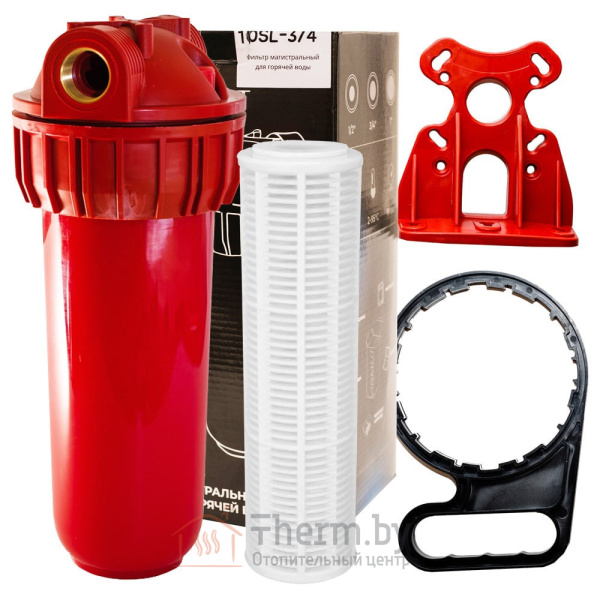 Детальное изображение Магистральный фильтр для горячей воды VIRMUT МФГ-34 10SL, 3/4" (красный) в интернет-магазине THERM.BY
