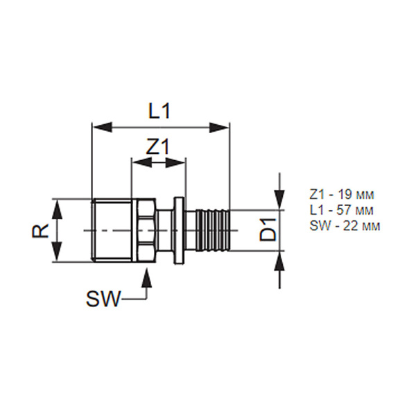 Детальное изображение Соединение прямое латунное 25 x 3/4" наружная резьба Tece арт. 765507 в интернет-магазине THERM.BY