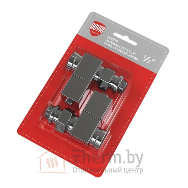 Детальное изображение Набор дизайн-вентилей Royal Thermo CUBE, прямой (хром) 1/2" в интернет-магазине THERM.BY