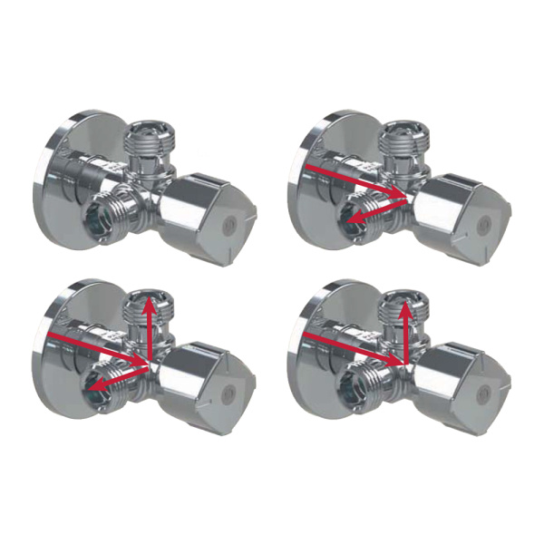 Детальное изображение Кран шаровой угловой 3-х ходовой 1/2" х 3/4" х 3/4" для стиральных и посудомоечных машин TWIN arco арт. CQ4107 в интернет-магазине THERM.BY