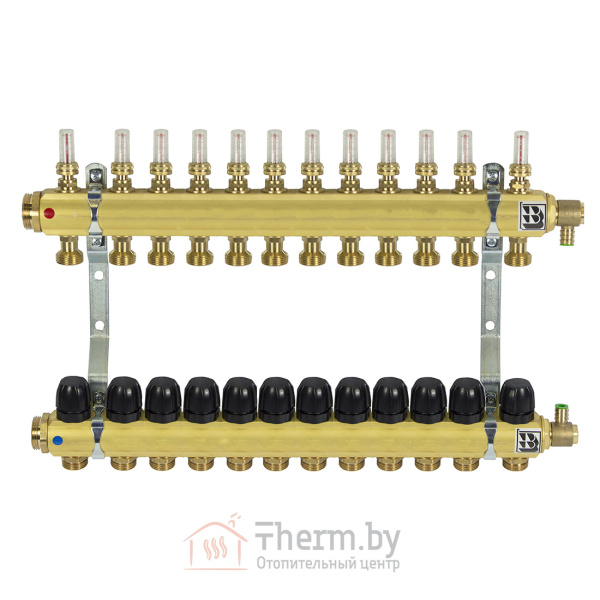 Детальное изображение Коллектор латунный для теплого пола на 12 контуров Afriso арт. 90 522 00 в интернет-магазине THERM.BY