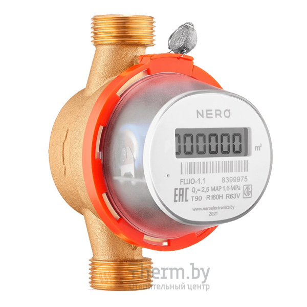 Детальное изображение Счетчик горячей воды Nero Electronics FLUO-1.4 R25 DN15, крыльчатый с дистанционным съемом данных в интернет-магазине THERM.BY