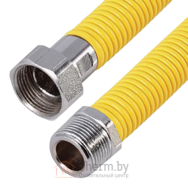 Детальное изображение Шланг газовый гофрированный нержавеющий в ПВХ оболочке 100 см штуцер 1/2" х гайка 1/2", ТАиМ в интернет-магазине THERM.BY