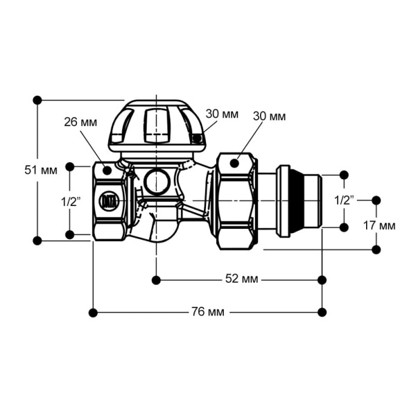 Детальное изображение Кран радиаторный прямой на обратную подводку 1/2" Giacomini R15TG арт. R15X033 в интернет-магазине THERM.BY