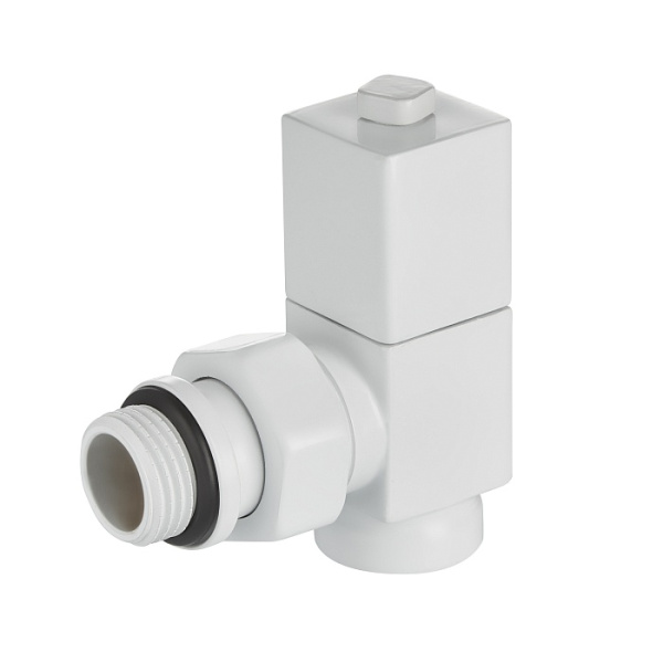 Детальное изображение Набор дизайн-вентилей Royal Thermo CUBE, угловой (белый) 1/2" в интернет-магазине THERM.BY