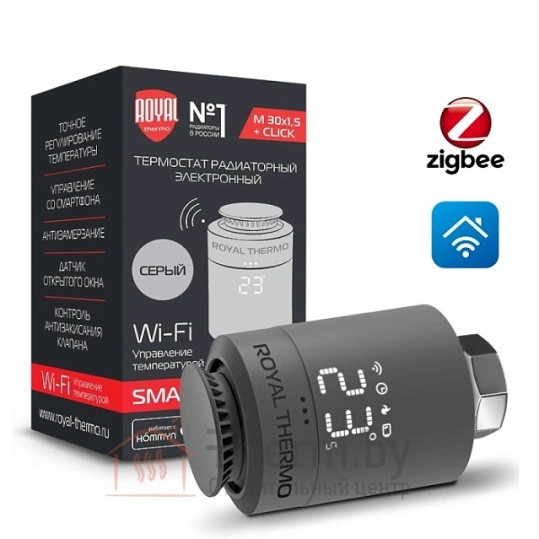 Детальное изображение Термостат радиаторный электронный Royal Thermo Smart Heat, серебристый в интернет-магазине THERM.BY