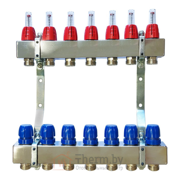 Детальное изображение Коллектор для теплого пола Capricorn Optimum 1 на 7 выходов арт. 9-3955-007-92-24-12 в интернет-магазине THERM.BY