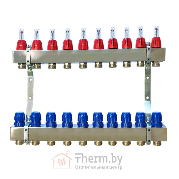 Детальное изображение Коллектор для теплого пола Capricorn Optimum 1 на 10 выходов арт. 9-3955-010-92-24-12 в интернет-магазине THERM.BY