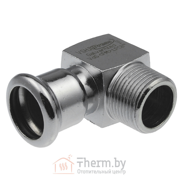 Детальное изображение Пресс угол 22 х 3/4" наружная резьба KAN-therm Steel оцинкованная сталь короткий арт. 1509070015 в интернет-магазине THERM.BY