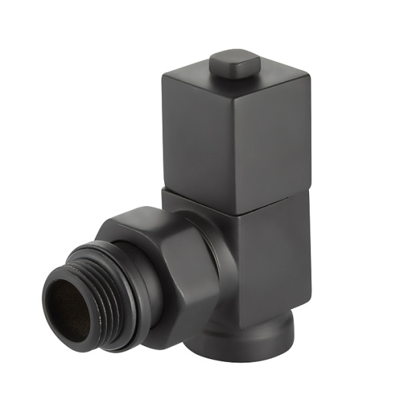 Детальное изображение Набор дизайн-вентилей Royal Thermo CUBE, угловой (черный) 1/2" в интернет-магазине THERM.BY