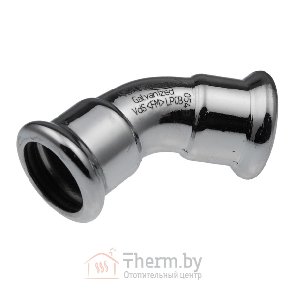 Детальное изображение Пресс угол 45° двухраструбный 15 х 15 мм KAN-therm Steel оцинкованная сталь арт. 1509068006 в интернет-магазине THERM.BY