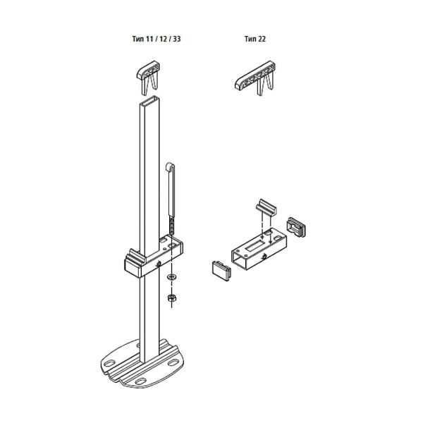 Детальное изображение Кронштейн напольный для стальных радиаторов Kermi высотой 300, 400, 500 мм арт. ZB01380001 в интернет-магазине THERM.BY