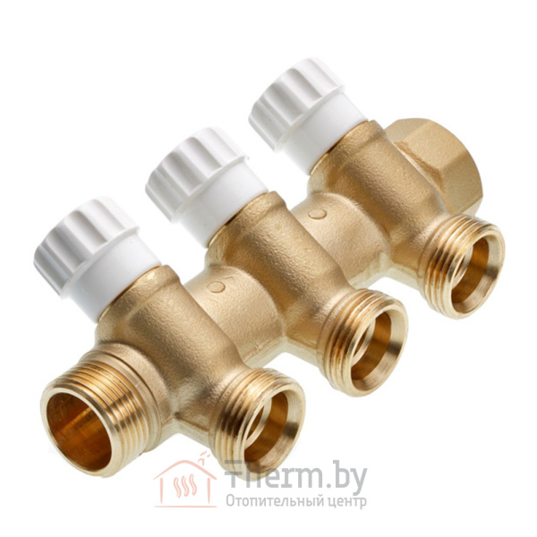 Детальное изображение Коллектор универсальный с запорными вентилями 3/4'' х 3/4'' НР (Ek) 3 выхода арт. 8730007 в интернет-магазине THERM.BY