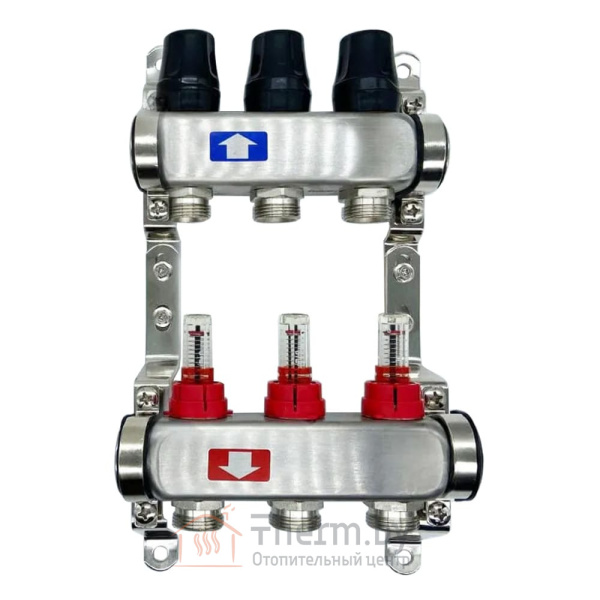 Детальное изображение Коллектор для тёплого пола с расходомерами на 3 выхода TIM арт. КDS5003 в интернет-магазине THERM.BY