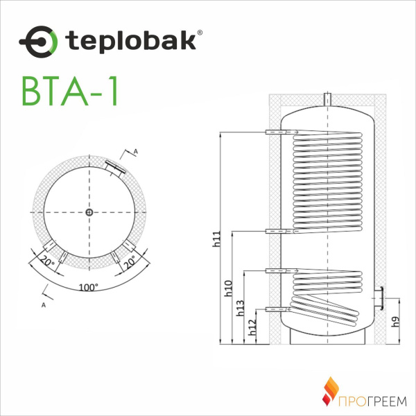 Детальное изображение Буферная емкость Теплобак ВТА-1 [400 л] 1,4 в интернет-магазине THERM.BY