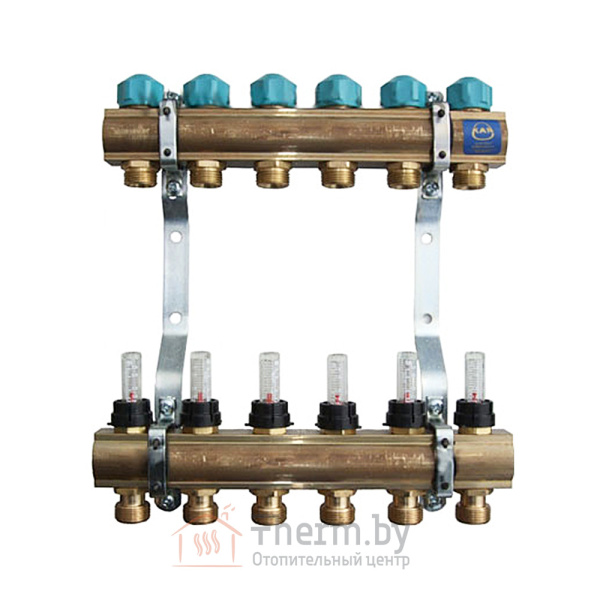 Детальное изображение Коллектор для теплого пола на 6 контуров KAN-therm серия 75А арт. 1346157015 в интернет-магазине THERM.BY