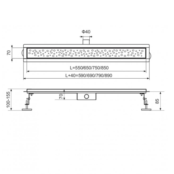 Детальное изображение Трап для душа линейный Tim BAD416502 в интернет-магазине THERM.BY