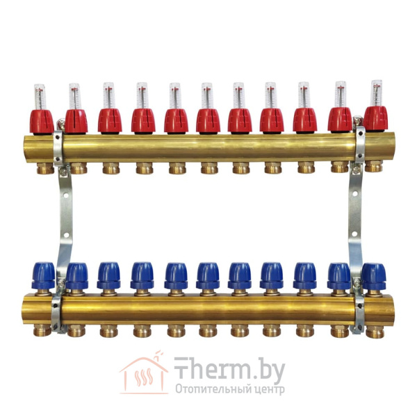 Детальное изображение Коллектор для теплого пола латунный Capricorn Optimum 1 на 11 выходов арт. 9-3655-011-92-22-13 в интернет-магазине THERM.BY