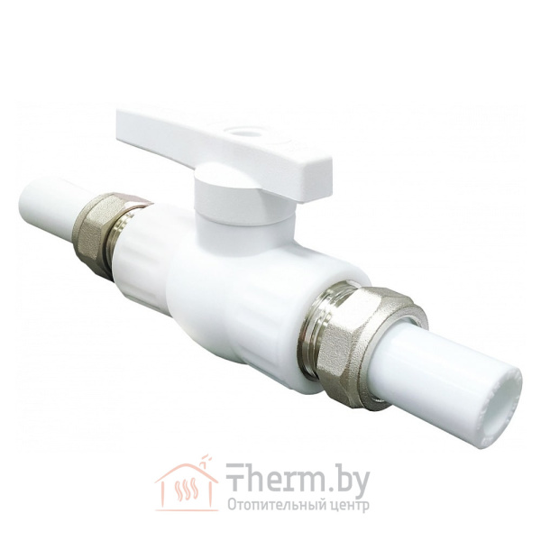 Детальное изображение Кран шаровой полнопроходной с двусторонним разъемным соединением 25 х 1" VALFEX белый в интернет-магазине THERM.BY