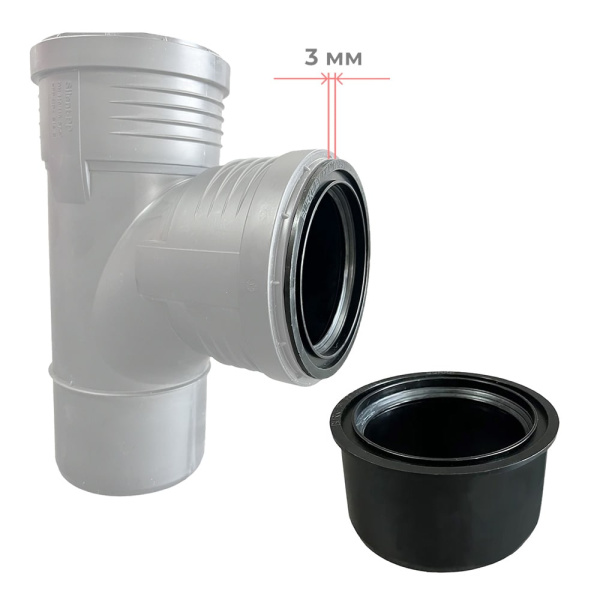 Детальное изображение Переходник суперкомпакт DN 110x90 мм Burke (чёрный) арт. 11090B в интернет-магазине THERM.BY