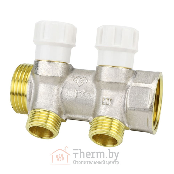 Детальное изображение Коллектор распределительный 1" ВР/НР на 2 выхода 1/2" НР VARMEGA арт. VM14722 в интернет-магазине THERM.BY